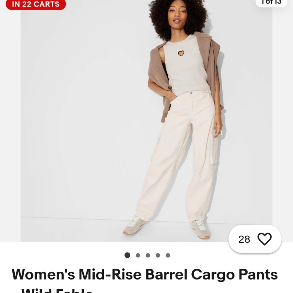 Wild Fable Women's Off-White Barrel Cargo Pants Size XXS New Witg Tags